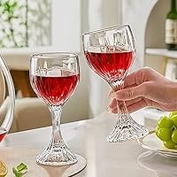 Image of PrimeWorld European Retro Crystal Wine Glasses Set of 6 | Light Luxury Elegant Crystal Glassware for Red & White Wine, Dining, Parties & Gifting