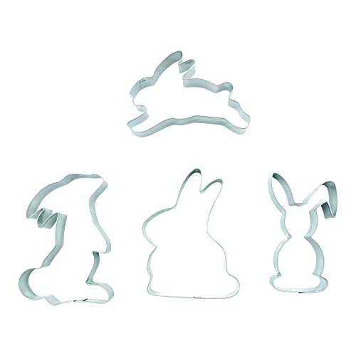 BekkiB 8807244-4er Set Osterhasen - Keksausstecher aus Edelstahl - Ausstecher in Hasen-Form - Tassenkeks