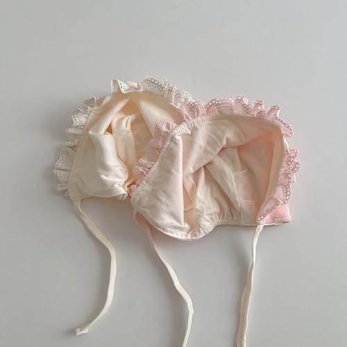 Stylish Infant Hat with Lace Edges Soft & Breathable Lace Trimmed Baby Bonnet Flower/Rabbit for Photoshoots & Parties Beige, rabbit13
