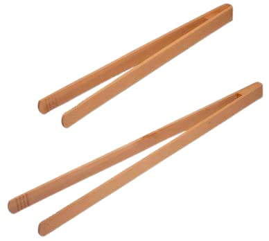 teemando® 10 X Marken Grillzange 30 cm aus Buchenholz für Wurst, Steaks und Gemüse. Die Bratwurst-Pinzette mit der Rillen-Fräsung