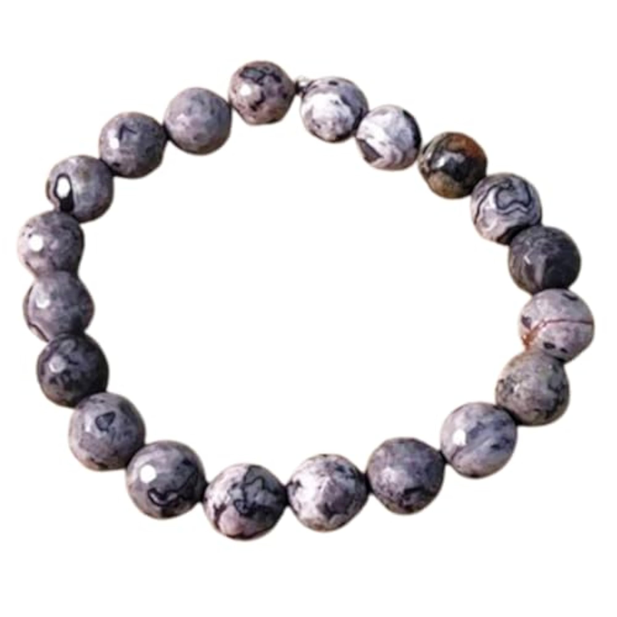 Natural Gray Crazy Lace Agate Beaded Bracelet