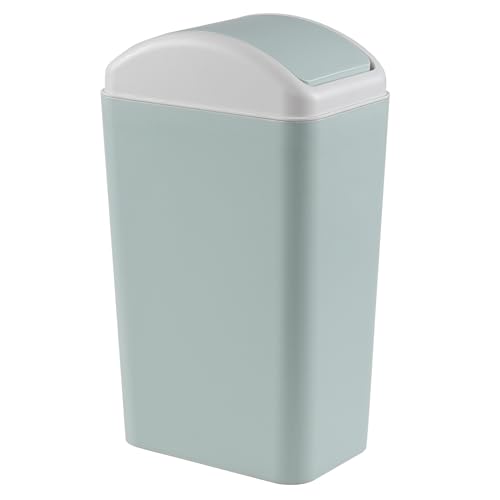Image of 12L Slim Garbage Can with Swing Lid, Blue Small Plastic Trash Can