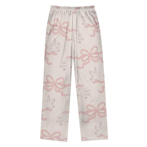 Bird and Ribbon Boys Pants Boys Athletic Pants Long Pant for Boywith Pockets Wide-Leg Size 6-14Y2