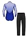 JEATHA Men's Latin Ballroom Dance Outfit Set Jazz Modern Perfomance Leotard Shirt with Elastic Waist Trousers Blue XX-Large