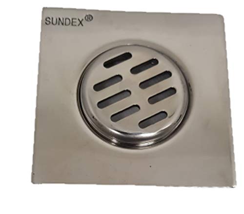 Sundex Stainless Steel Bathroom Floor Drain Trap With Removable Grate 3X3X1 1/2In