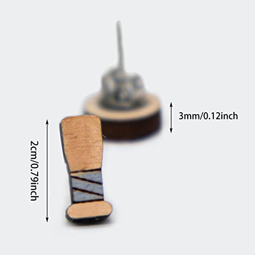 Boucles d'oreilles en bois de baseball style sport rétro chic - 2