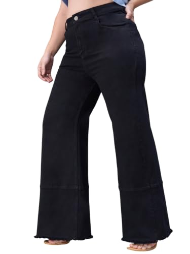 Image of Miss Chase A+ Women's Wide Leg Bootcut High Rise Stretchable Denim Jeans | Also Available in Plus Sizes | Sizes 26-44