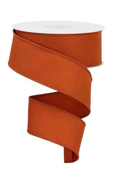Craig Bachman Solid Autumn Diagonal Weave Wired Edge Ribbon, 1.5" x 30' (10 Yards), Polyester