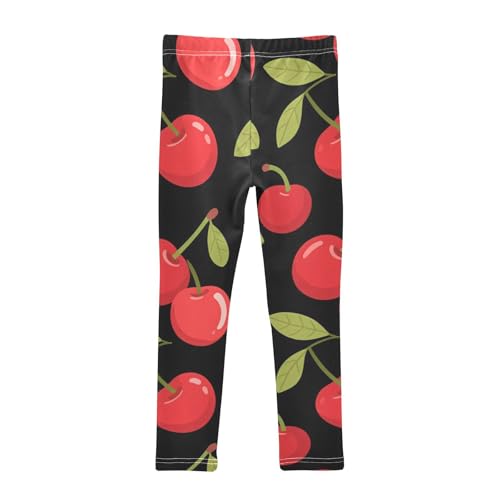Cherry Pattern on Black Girls Leggings Stretchy Dance Pants for Kids2