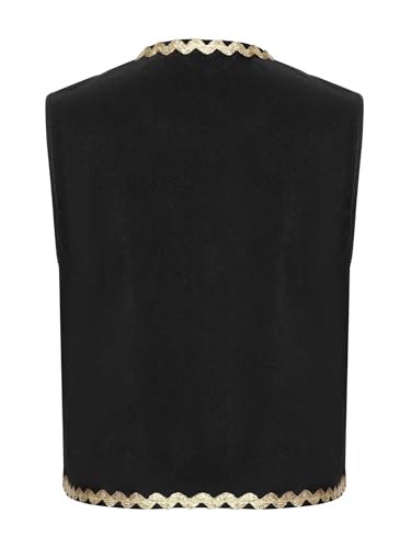 Boys Pirate Outerwear Shiny Skeleton Vest Gold Hemmed Waistcoat Mini Jacket for Party4