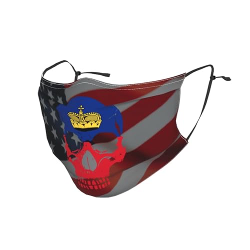 Qfz Liechtenstein Flag Skeleton Liechtenstein Flag Skull Reusable Dust Face Mask With 2 Filter