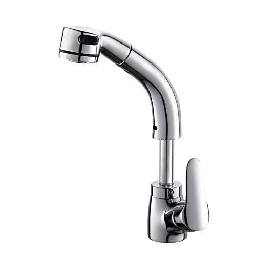 Mitigeur extractible double mode : robinet d'évier de salle de bain pivotant 360°