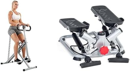 Sunny Health & Fitness Advanced Twist Stepper Machine with Resistance Bands - SF-S0979 + Upright Row-N-Ride Rowing Machine, Horse Riding Machine for Home Gym Use