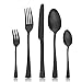 Besteck Set 6 Personen, Bettlife Schwarz 30 Teilig Essbesteck Set, Monobloc-Messer, Edelstahl poliert, spülmaschinenfest