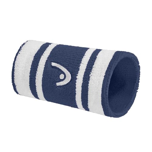 Image of HEAD Striper Wristband | Color: Blue /White | Size: 5 inch | Material: Cotton | for Men & Women | Moisture-Wicking Properties | Dry and Comfortable | Secure and Snug fit | Flexible