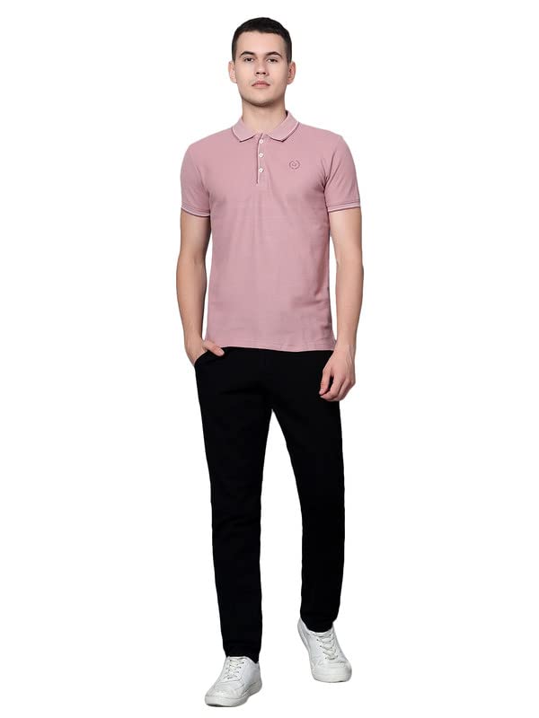 Image of Cantabil Beige Regular Fit Solid Polo Neck Half Sleeve Casual T-Shirt for Men | Half Sleeves Polo Neck T-Shirts for Men | Mens Polo Neck Solid T-Shirt (P MTSH00242)