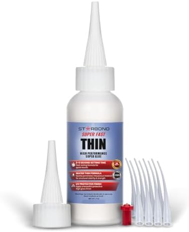 STARBOND EM-02 Super Fast Thin, Premium Instant CA (Cyanoacrylate Adhesive) Super Glue Plus Extra Cap and Microtips, (for Woodturning, Pen Turning, Hobby, Stabilizing, Finish, Inlay) (2 Ounce)