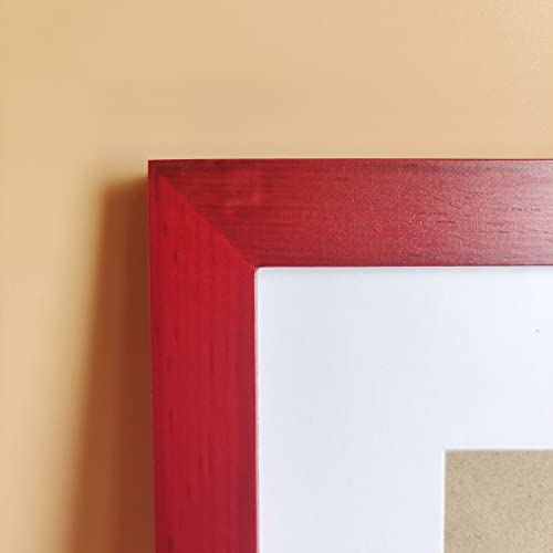 Image of 8x8 Picture Frames RED Solid Wood Frame, Plastic Panel (Film Needs to be Removed) Table or Wall.Front Window Opening 7.5x7.5 inch.