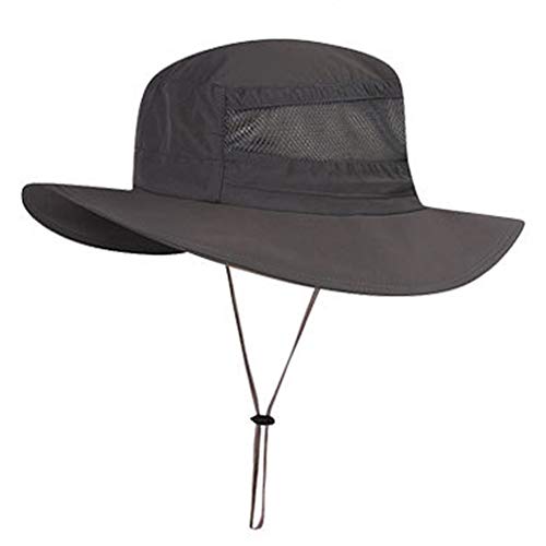 Boboder Sombrero de Sol de ala Ancha al Aire Libre Sombrero de Pesca con Protección UV Sombrero de Boonie Impermeable y Transpirable para Hombres y Mujeres (Gris Oscuro)