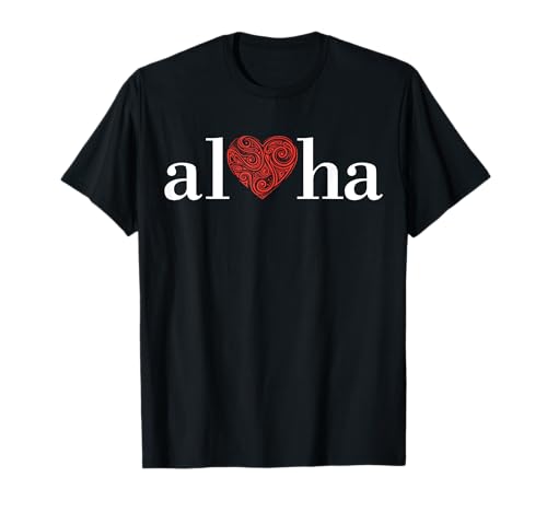 Aloha - Tatuaggio Polinesiano Hawaii Love Heart Island stile Maglietta