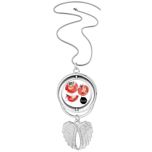 Collier rotatif avec pendentif ailes d'ange aquarelle et légumes