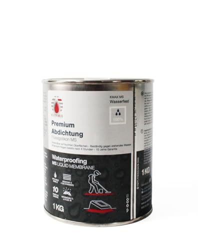 KAMAN KMAX MS - Impermeabilización líquida de polímero MS 1 kg – Elástico e impermeable, sellado 1K para techo, terraza, baño y juntas, protección contra fugas, gris