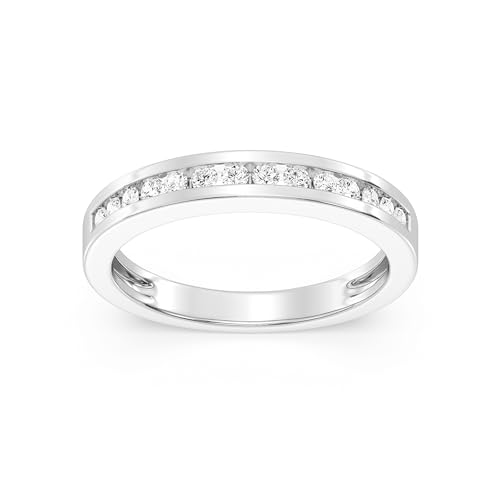 GILDED 925 Sterling Silver Anniversary Bands for Women 1, 1/2, 1/4, 1/10 Carat Lab Grown Diamond | Anniversary Wedding Band | Promise Rings | Eternity Stackable Rings for Women Size 7 - Main Image