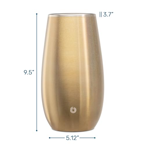 SNOWFOX Premium Vacuum Insulated, Triple Walled, Stainless Steel Wine Chiller w/Optimal fit to keep wine cold longer. Fits most Wine and Champagne Bottles. Non-Slip Silicon Base, Shimmer Gold by Snowfox - Image 2