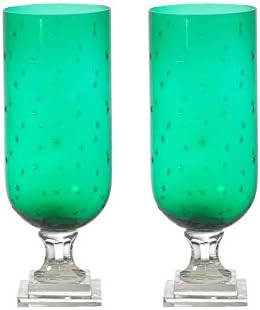 Set of Two Glass Green MINISTAR Hurricanes (R202GR)