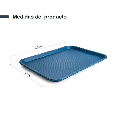 Miniatura 2 de Lacor - 66993 - Bandeja De Servicio Reutilizable, Para Servir Comida, Polipropileno, Libre De Bpa, Apilable, Resistente, Apta Para Lavavajillas, Azul, 35 X 27 Cm