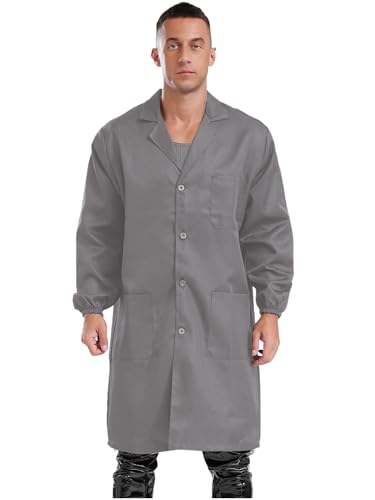 Image of FEESHOW Men Women Work Coat Dustproof Jacket Resistant Blouse Long Sleeve Top Factory Lab Coat