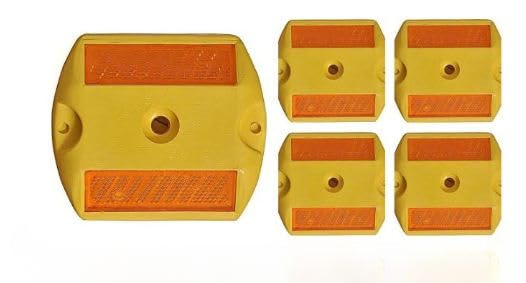 Road Reflectors Street Pavement & Asphalt Studs Markers | Great Reflecting for Speed Bumps, Side Walks Pedestrian Crossing, Freeways & Driveways | Industrial Yellow (Pack of 5)-image-19