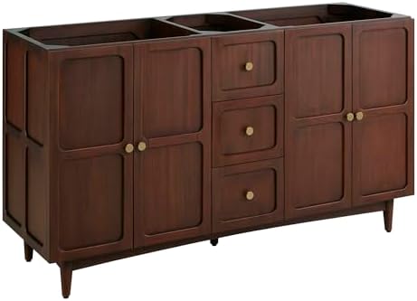 Signature Hardware 487971 Delavan 60" Freestanding Mahogany Double Basin Vanity Cabinet - Cabinet Only - Less Vanity Top - Cold Brew