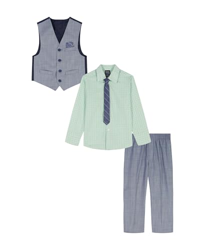 Image of IZOD Boys' 4-piece Formal Dress Up Suit Set, Vest, Pants, Collared Shirt, and Tie