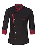 CHICTRY Veste de Cuisine Professionnel Manches Longues Unisexe Homme Femme Uniforme pour Hôtels Restaurants M-4XL Noir XL