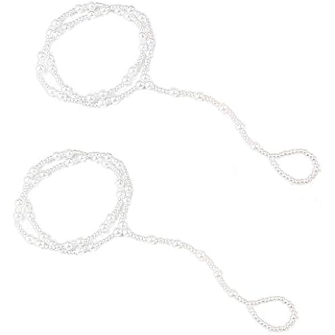 V G S Eternity Fashions White Pearl Anklets Cover