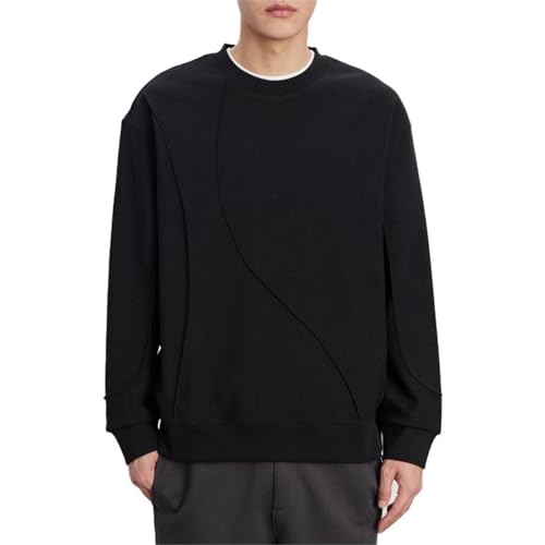 Sweat-shirt tricoté en peluche pour hommes avec col rond pull d'hiver
