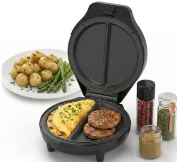 Dual Zone Electric Omelette Maker - Non-Stick Plates, 1000W Fast Heating, Flip Design for 2 Omelettes Simultaneously, Perfect for Kitchen Breakfast Cooking