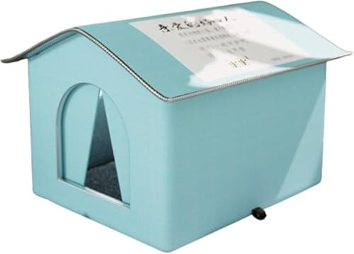 CokBlu 暖房付き猫ハウス 冬用屋外猫小屋 耐候性野良猫シェルター 密閉型ペットテント 複数猫用断熱キャットハウス 傾斜屋根・トップカバー付き