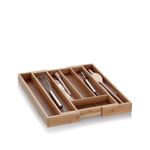 kela Range-couverts en bambou pour tiroirs 28,5-39 x 34 x 5 cm, extensible, insert à tiroirs avec 5 ou 7 compartiments, KALMA, organiseur de tiroirs pour la cuisine