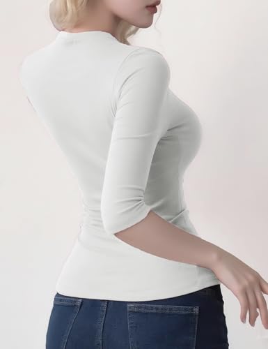 YUCOLEN Womens Tops Dressy Casual Crew Neck Short Sleeve T Shirts Elbow Length Going Out Tops 20254