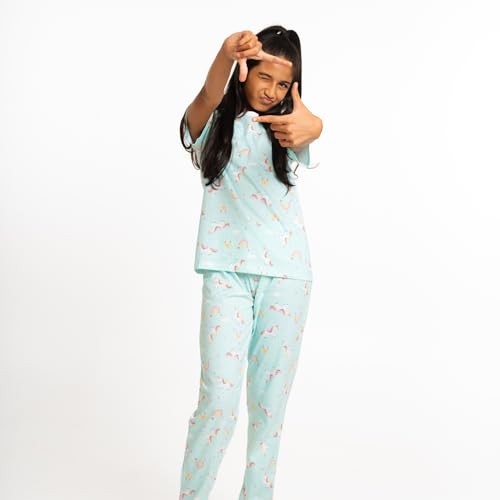 Image of Nap Chief Kids Cotton Night Suit for Boys & Girls, Tshirt & Pyjama Set for Sleepwear