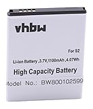 vhbw Li-Ion Akku 1100mAh (3.7V) kompatibel mit Handy, Smartphone, Telefon Samsung Galaxy S2, S2 Duos, S2 Plus, R, Camera Ersatz für EB-F1A2G, EB-F1A2GBU.