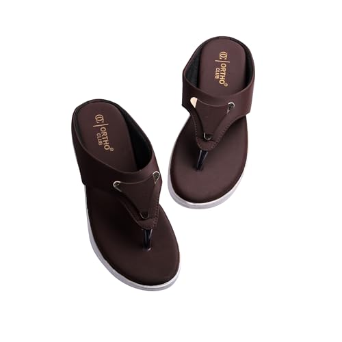 Image of ORTHO CLUB Orthopedic Women's Slippers | Brown Soft Comfort Slip-On Sandal for Heel Pain Relief | Anti-Skid Sole | Lightweight Flip-Flop