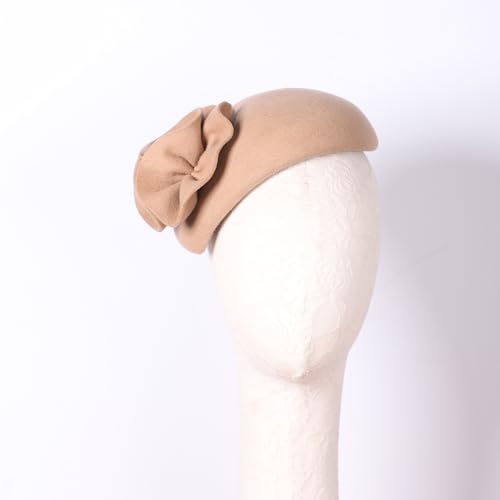 Image of Flower Womens Dress Fascinator Wool Felt Fedora French Pillbox Hat Party Wedding Teardrop Beret