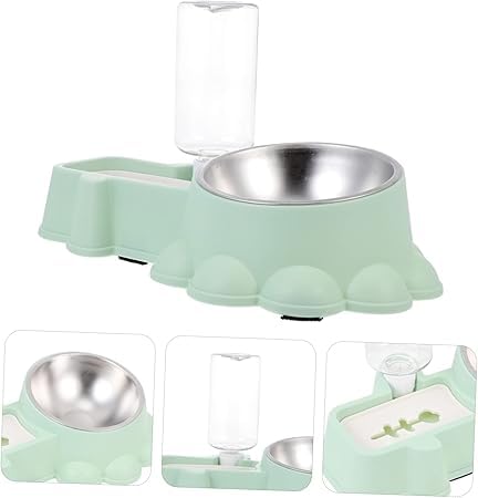 猫 ボウル ステンレス製犬用フード 水兼用フィーダー 軽量で耐久性に優れ 滑らかな表面でペットの口を傷つけず ユニークデザインで転覆防止 室内装飾にも最適 自動給餌 給水機能付き 家庭用に実用的で子犬や猫にも適応 グリーン