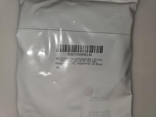 SECCARO Senkschraube M5 x 90 mm, Edelstahl V2A VA A2, DIN 965, Kreuzschlitz/PZ, Vollgewinde, 20 Stück