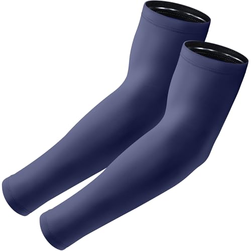 Aprilswan Arm Sleeves, UV Sun Protection Sports Non Slip Compression Cover for Men-Women 1 Pair Navy