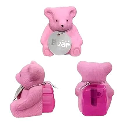 Geeta Store Teddy Bear Shape Kids Erasers with Sharpener Backpack Style for Kids Assorted Color Birthday Return Gift for Kids (Pack of 4) (B0CXV6RQZY) Amazon Price History, Amazon Price Tracker