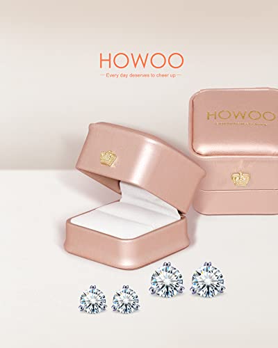 Howoo Moissanite Stud Earrings For Women Diamond Earring S925 Sterling Silver Studs 2.4Ct D Color Vvs2 Clarity Round Cut Lab Created Diamond Earrings Birthday Christmas Gift #TOP3